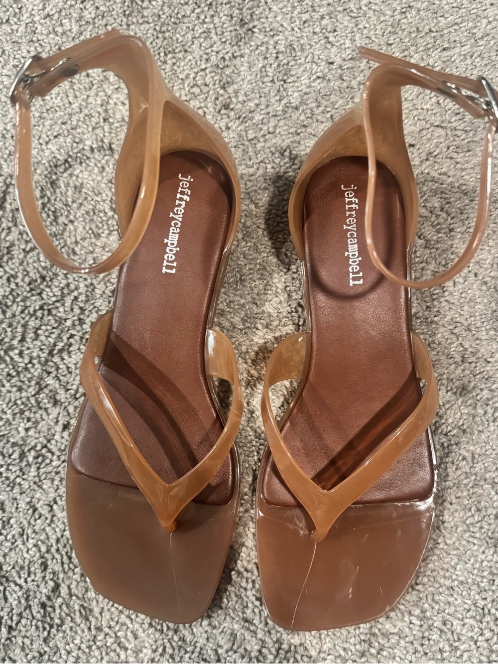 Jeffrey Campbell Gummy Ankle-Strap Sandals, Caramel size 9